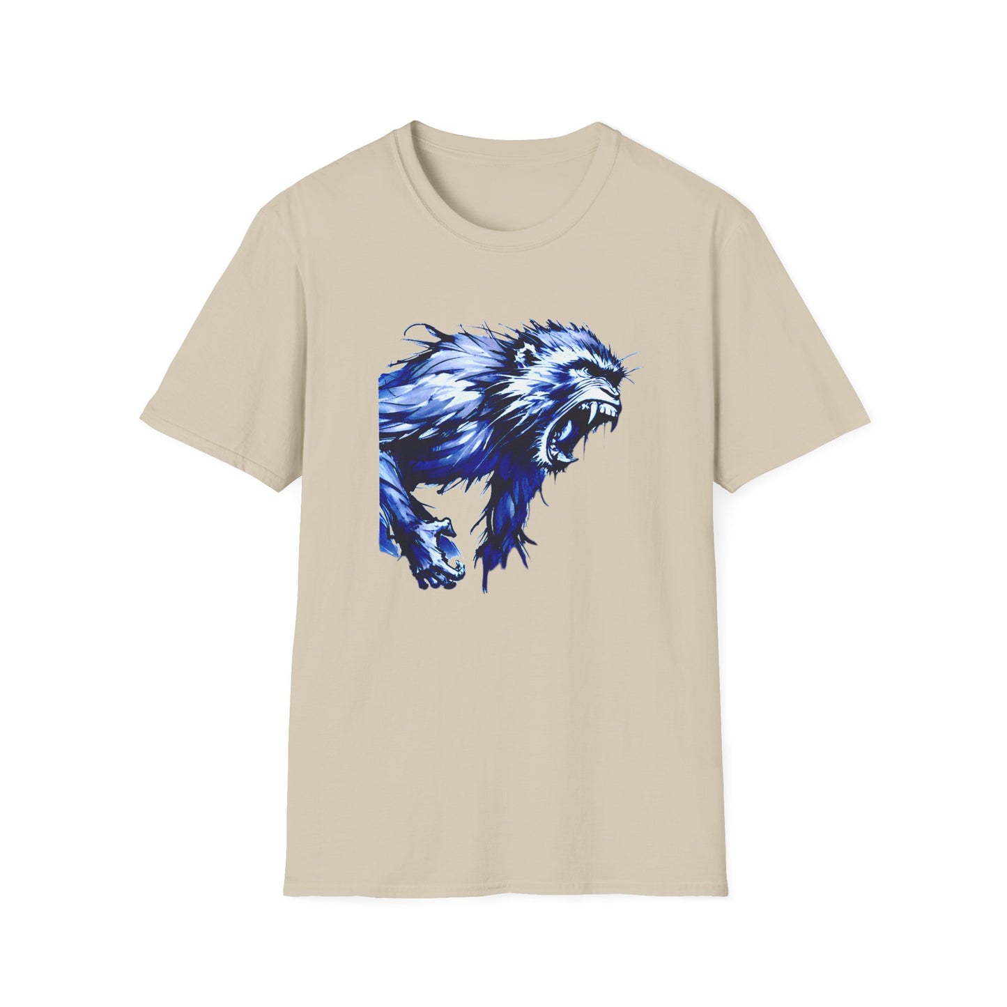 Macaque Tees - Wrath Sumi-e Blue (front)