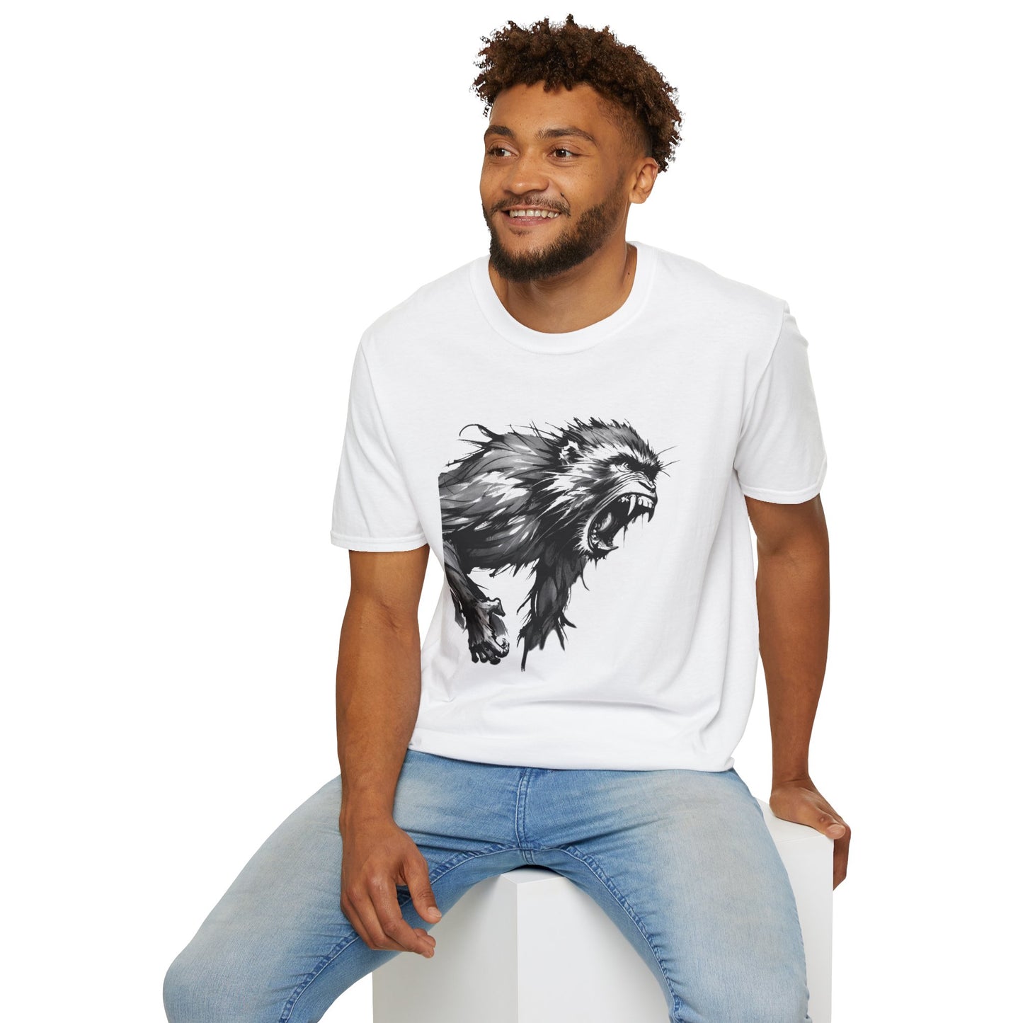 Macaque Tees - Wrath Sumi-e Monochrome (front)