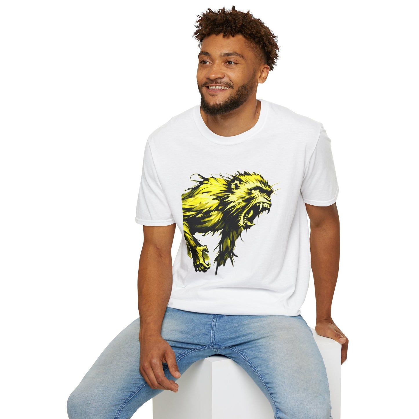 Macaque Tees - Wrath Sumi-e Yellow (front)