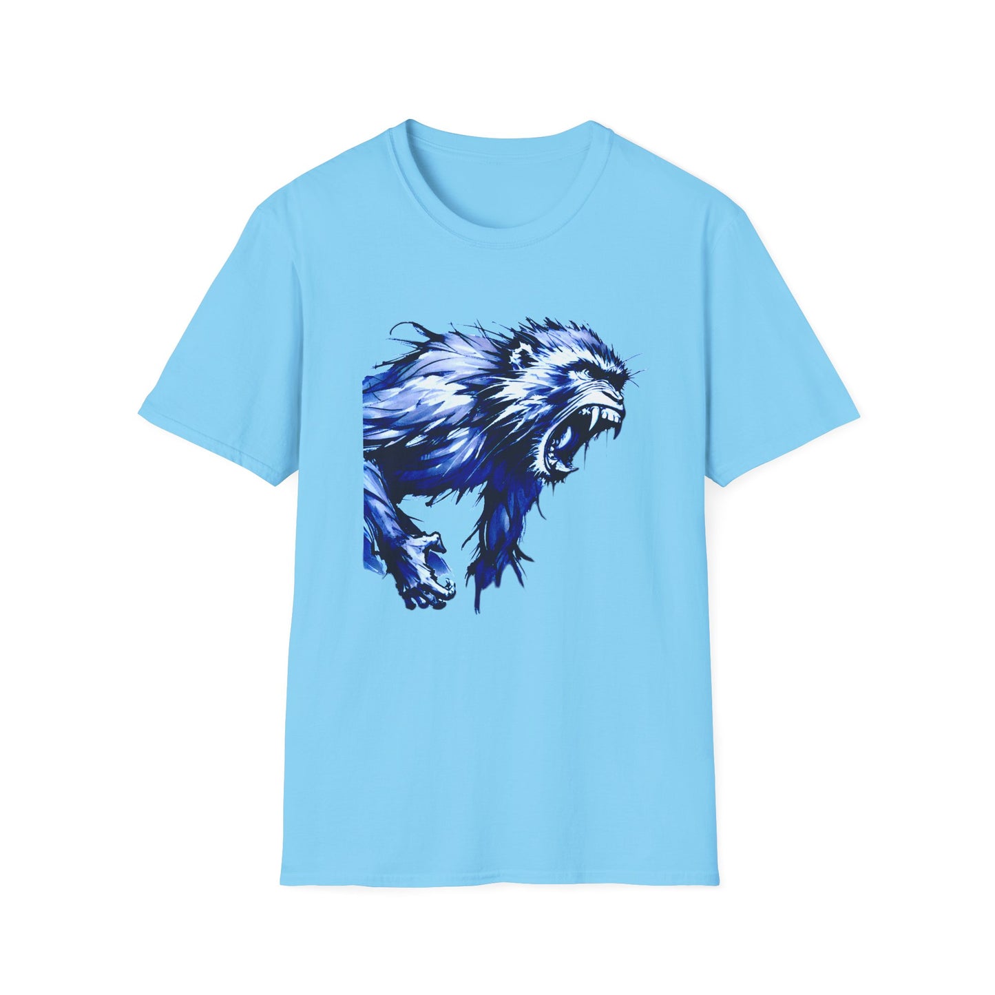 Macaque Tees - Wrath Sumi-e Blue (front)