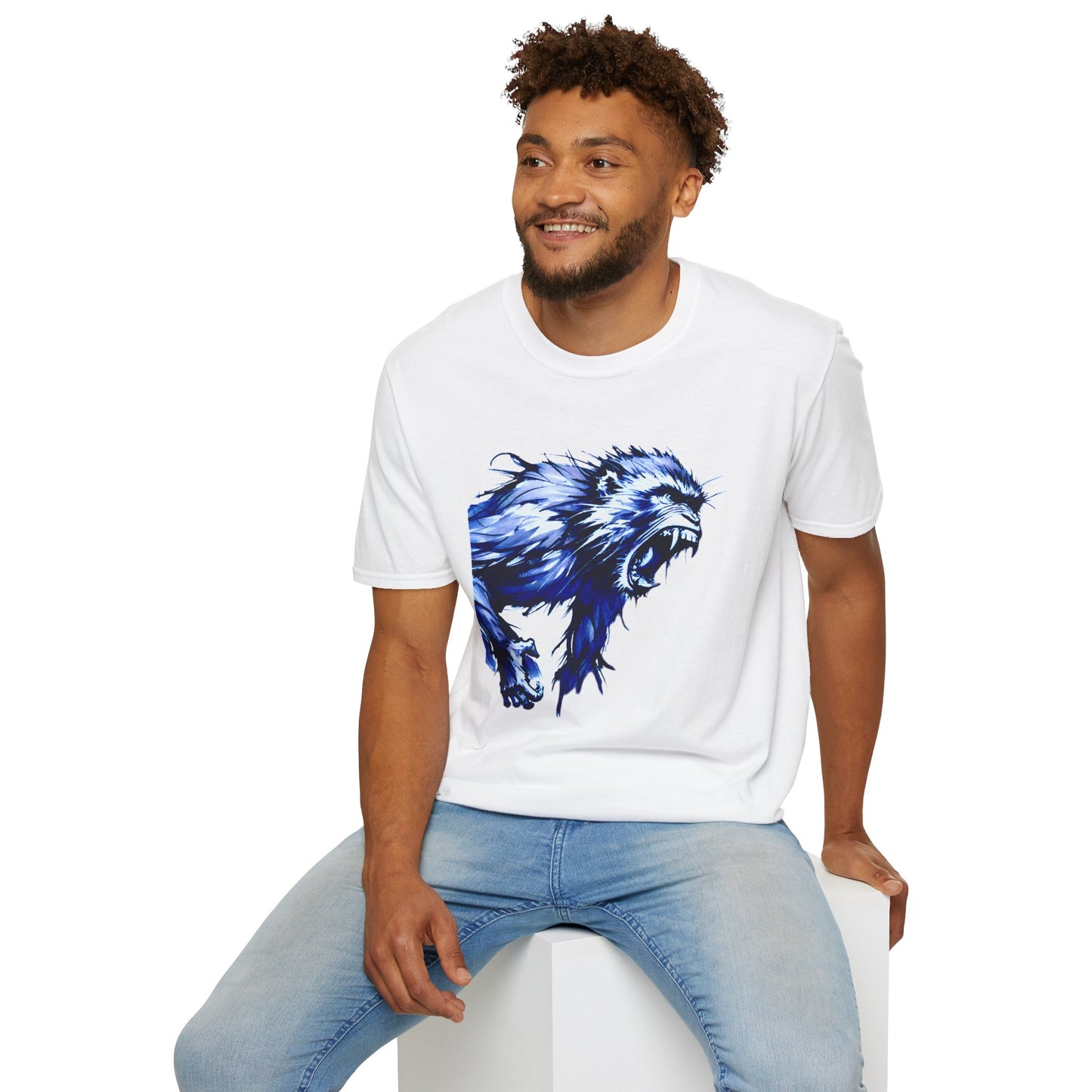 Macaque Tees - Wrath Sumi-e Blue (front)